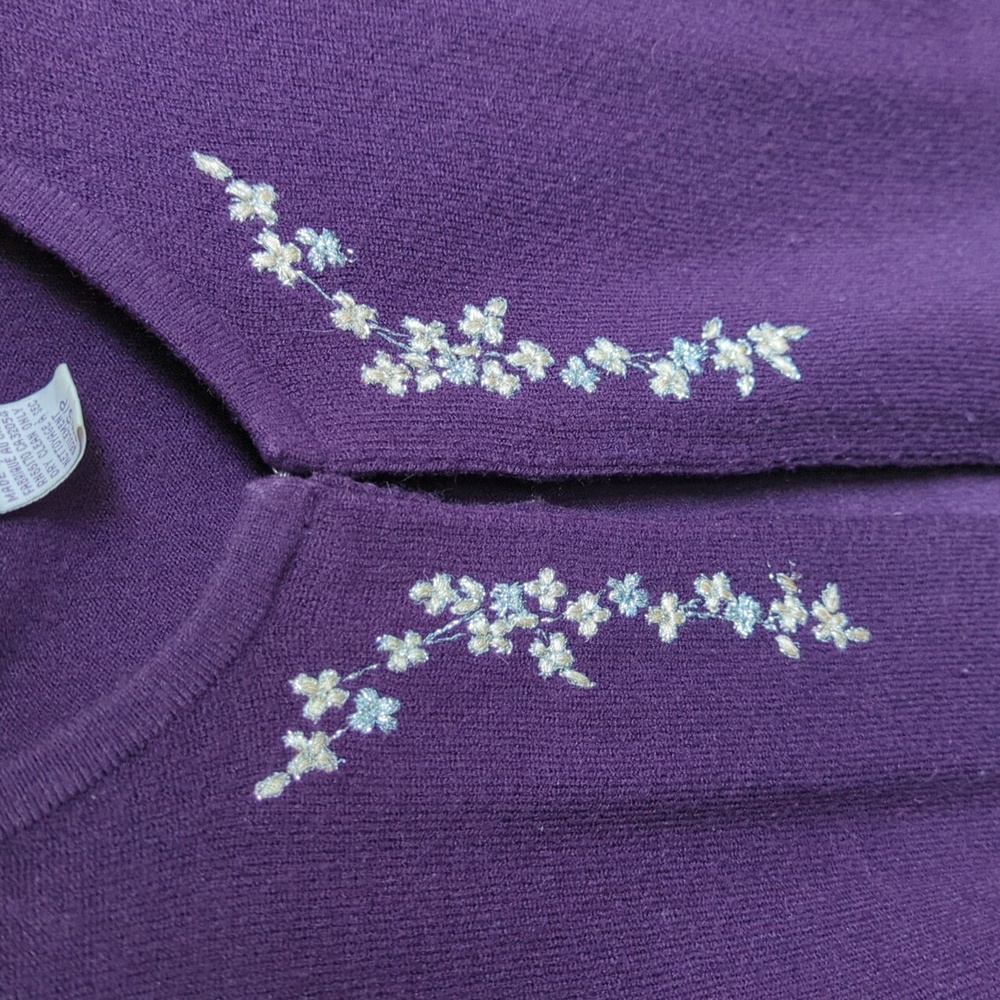 Free People dark purple cardigan with floral detai